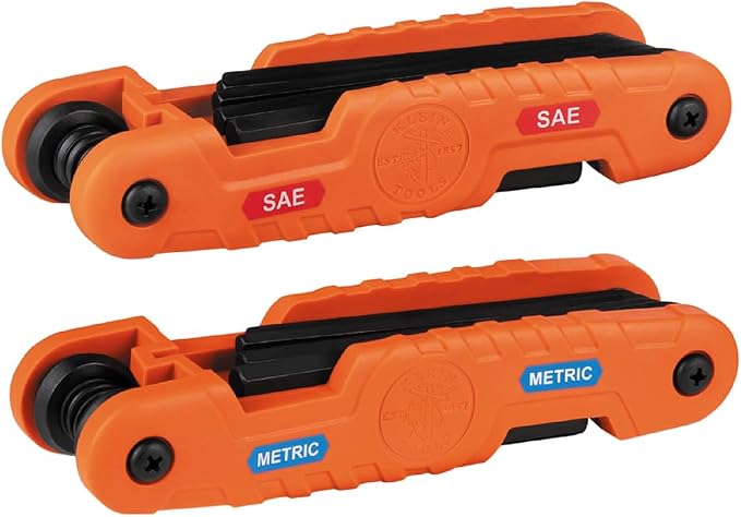Klein Tools 70552 Folding Hex Key Set 21-Key SAE Metric 2-Pack