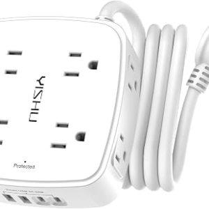 6 Ft Surge Protector Power Strip - 8 Widely Outlets with 4 USB Ports