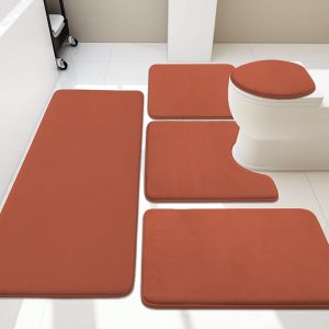 YIHOUSE 5-Piece Memory Foam Bath Mat Set, Non-Slip, Autumn Glaze