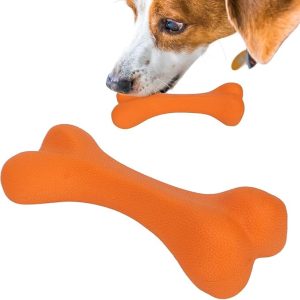 Rubber Dog Bone Chew Toy for Aggressive Chewers, Small, Orange