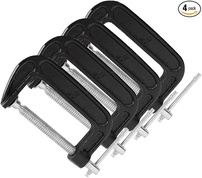 4PCS 4" Heavy Duty Steel C-Clamp Set for Woodworking & Welding