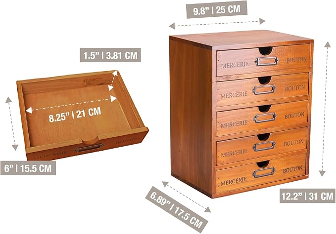 StackWell Wooden Desk Organizer, 5-Compartment Office Supply Caddy - Image 2