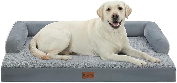 Orthopedic Dog Bed XL 45x35in, Washable, Non-Slip, Grey