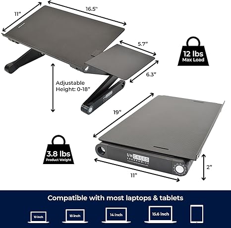 WorkEZ Adjustable Laptop Stand, Foldable Ergonomic Desk Riser - Image 2