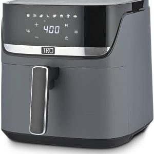 TRU 6-Quart Digital Air Fryer with 8 Presets, Matte Gray