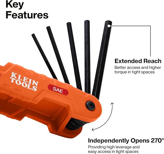 Klein Tools 70552 Folding Hex Key Set 21-Key SAE Metric 2-Pack - Image 2