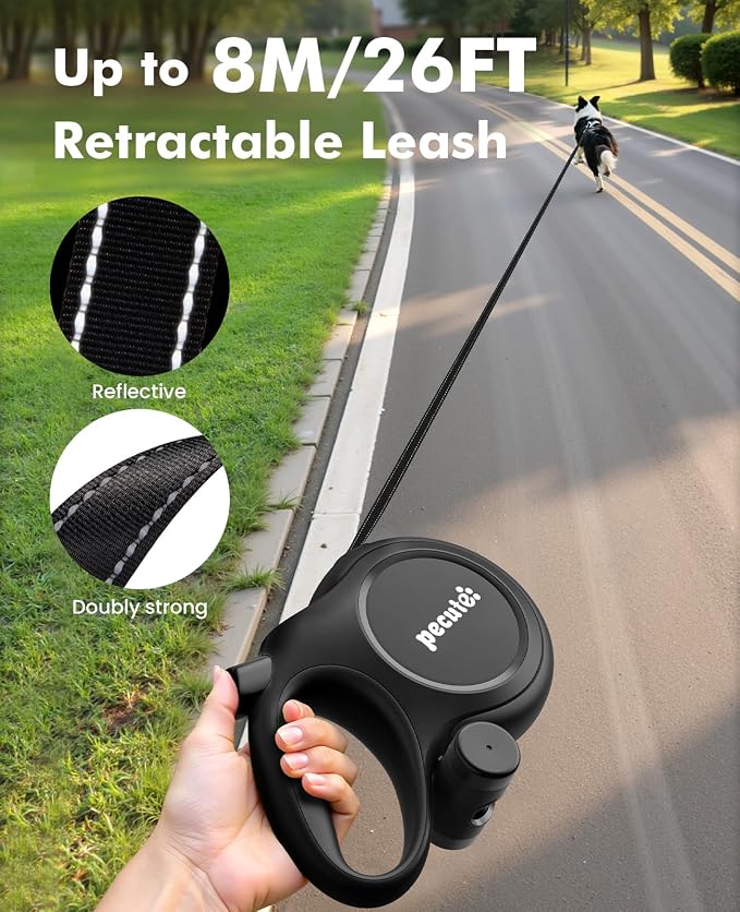 Pecute 26ft Retractable Dog Leash with Chew-Proof Extender - Image 2