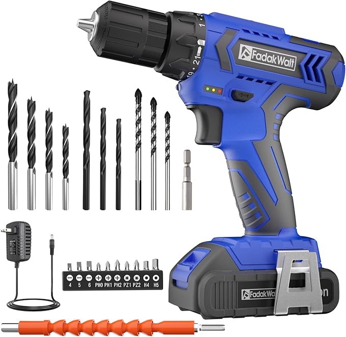 FADAKWALT 20V MAX Cordless Drill Kit with Battery & Charger