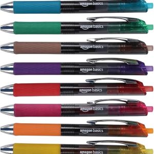 Amazon Basics Retractable Gel Pens, 0.7mm Fine Point, 12-Pack