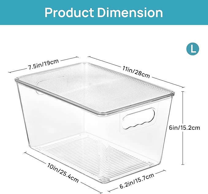 Vtopmart 6-Pack Clear Stackable Storage Bins with Lids & Handles - Image 2
