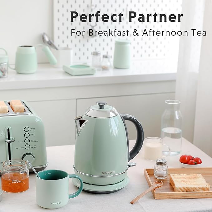 BUYDEEM K640 1.7L Stainless Steel Electric Tea Kettle, Greenish - Image 3