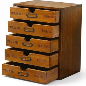 StackWell Wooden Desk Organizer, 5-Compartment Office Supply Caddy