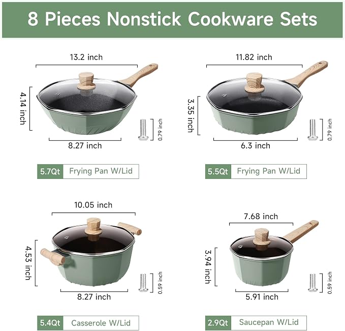 RealCool 8-Piece Nonstick Induction Pots and Pans Set - Image 2