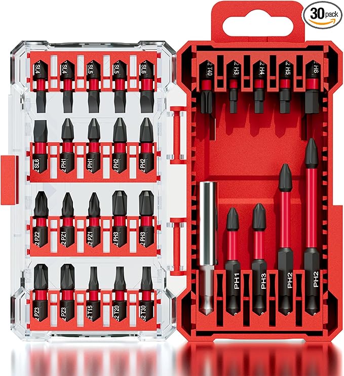 30Pcs S2 Steel Impact Screwdriver Bit Set Magnetic Drill Bits