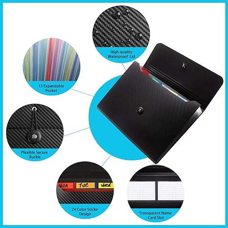 13-Pocket Expanding File Folder, Accordion Document Organizer - Image 2