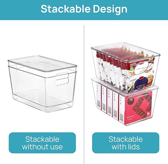 Vtopmart 6-Pack Clear Stackable Storage Bins with Lids & Handles - Image 3