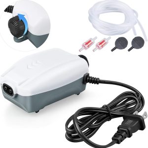AquaGlow LED Aquarium Air Pump, Whisper-Quiet Dual Outlet Oxygen Pump