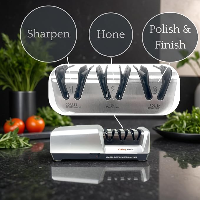 Simple Sharp 3-Stage Electric Knife Sharpener with Diamond Abrasives - Image 4