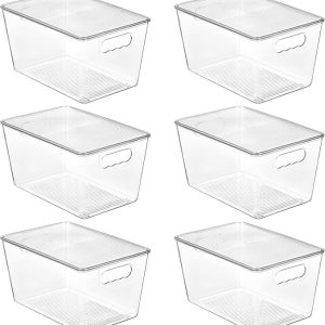 Vtopmart 6-Pack Clear Stackable Storage Bins with Lids & Handles