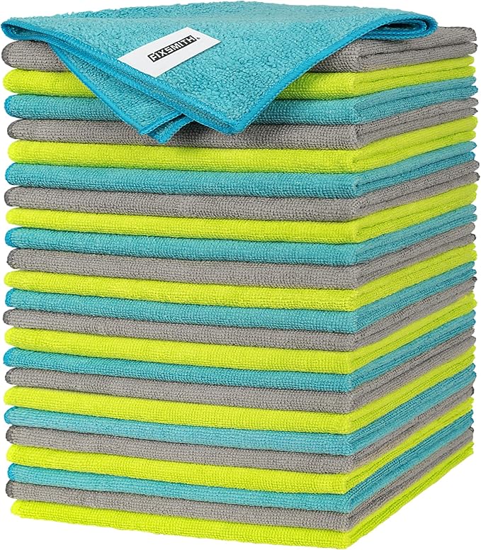 FIXSMITH Microfiber Cleaning Cloths 24 Pack 12 x 16 in Lint-Free
